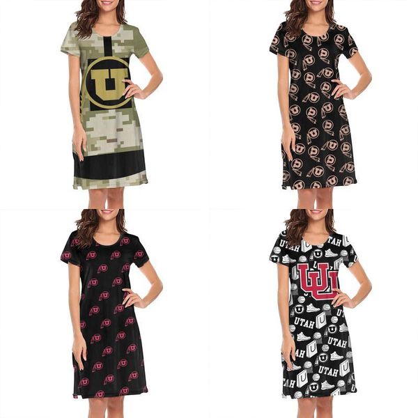 

womens design printing utah utes football gold logo white lounger shirt dress designer friends awesome loungewear fashion trendy for, Black;gray