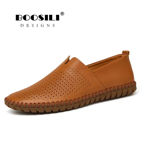 

2019 loafers sapatos boosili fashionable casaul shoes for man leather tide male breathable with holes on upper, Black