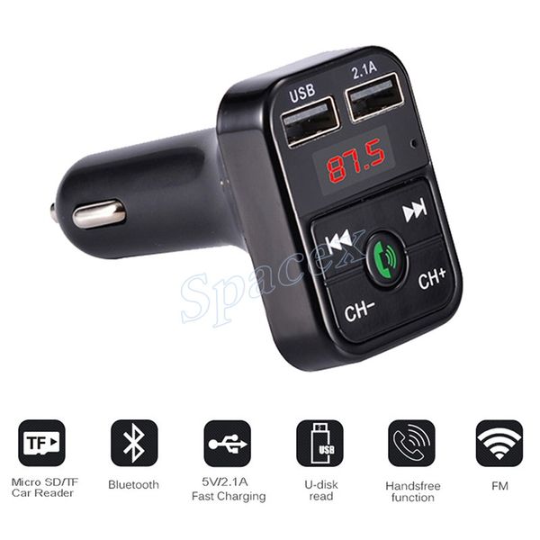 FM-Transmitter, Autoladegerät, B2, Multifunktions-Bluetooth, 2,1 A, Dual-USB, unterstützt MP3-Player, TF-Karte, Freisprecheinrichtung