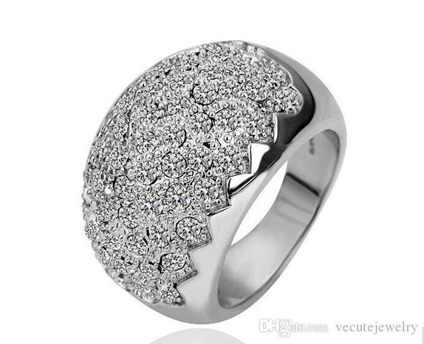 

fashion 18k white gold plated austrian crystal ring made with swarovski elements for women wedding jewelry wholesale price, Slivery;golden
