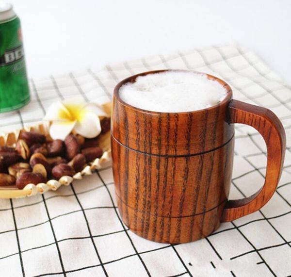 Fashion Wooden Beer Mugs With Handle Coffee Mugs Environmental
