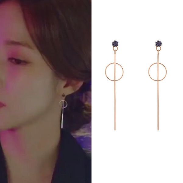 

fashion korean circle dangle earrings metal long pendientes temperament for women simple design jewelry, Silver