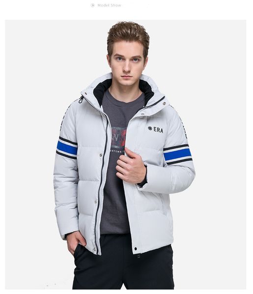 

men's winter thick warm duck down hooded jacket outerwear coat white black