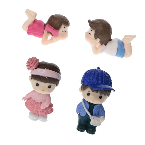 

4pcs miniature couples fairy garden micro landscape bonsai pot decor lying
