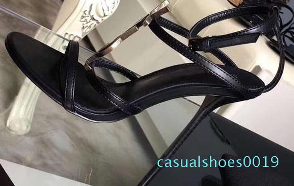 

actual shoes 2019 luxury designer style patent leather thrill heels women unique letters sandals dress wedding brand shoes 35-41 c19, Black