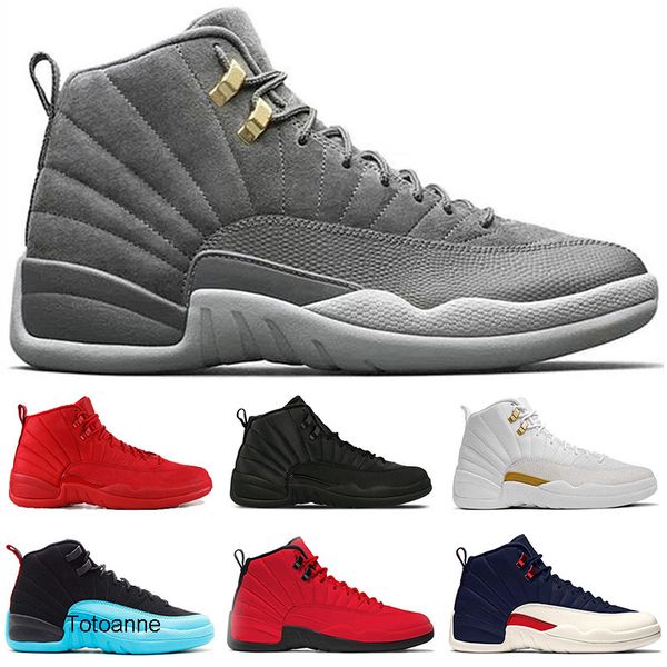 

designer mens winterized 12 12s basketball shoes men gym red bulls michigan dark grey black white gamma blue trainer sports sneakers cheap