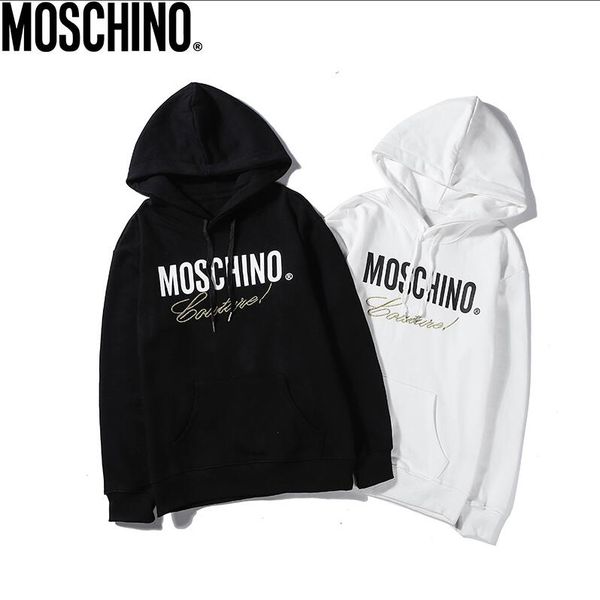 

2019 men's and women's moschinowinter new fashion sports sweater printing short-sleeved embroidered cotton men's sweater -7, Black