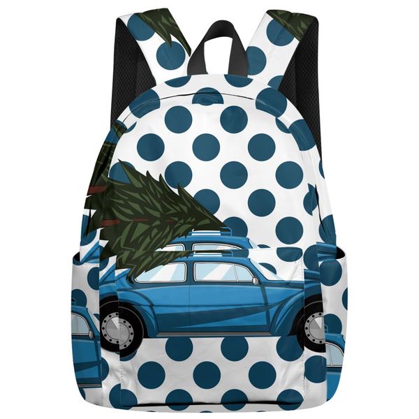 

christmas-themed dots christmas tree car backpack for teenage travel bags school bags backpack interior key chain holder