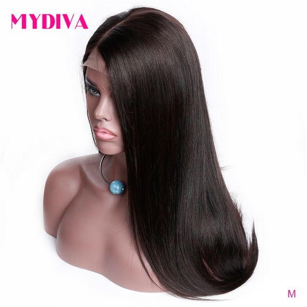 

13*4 lace front human hair wigs middle part remy straight hair glueless brazilian lace front wig 13*6 with baby for women, Black;brown