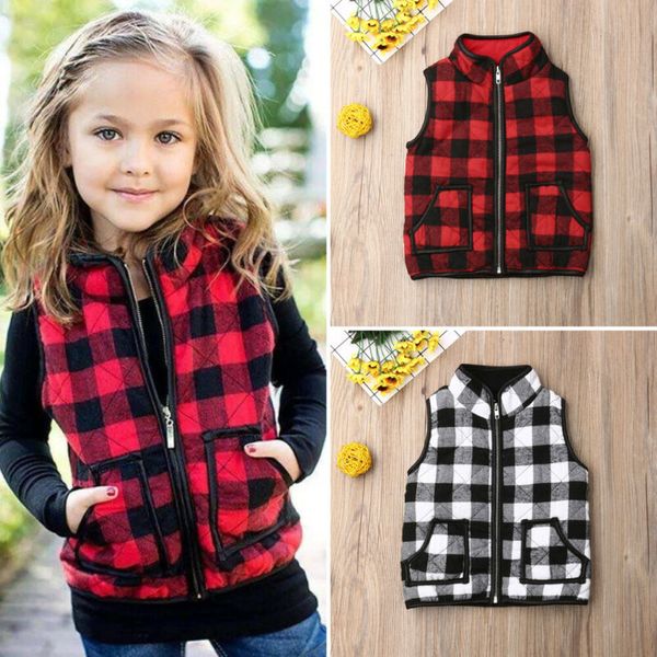 

pudcoco new fashion girls kids fall sweatshirt outfits zipper plaid jacket waistcoat coat autumn winter outwear, Blue
