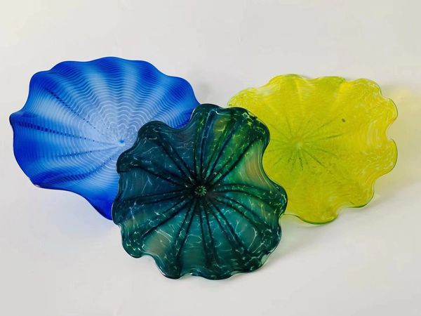 

elegant tiffany stained blown borosilicate flower plates wall art decor murano glass plate for living room dining room