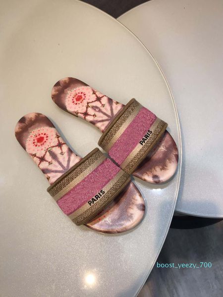 

2019 paris luxury designer quite nice sandals beach slide slippers ladies flip flops loafers print leather solid color 36-46 with box b70, Black