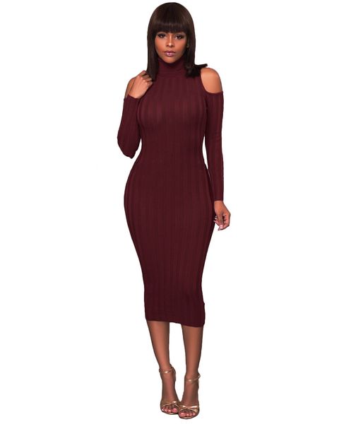 

women off the shoulder ribbed sweater dress stretch bodycon turtle neck midi long dress high-necked strapless sweat, White;black