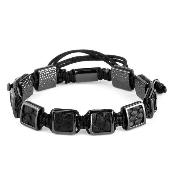 

charm bracelets bracelet men black snakeskin stainless steel for women braided wristband trendy fashion jewelry drop, Golden;silver