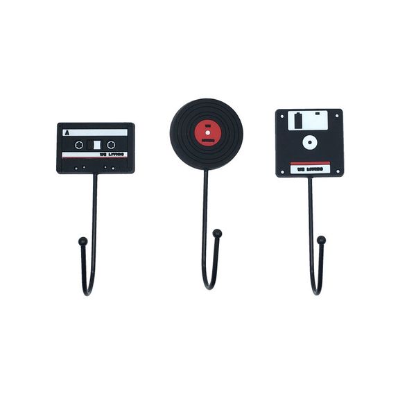 

retro tape record disk shape hooks creative adhesive hooks hanger organizer hanging rack kitchen bathroom clothes towel holder
