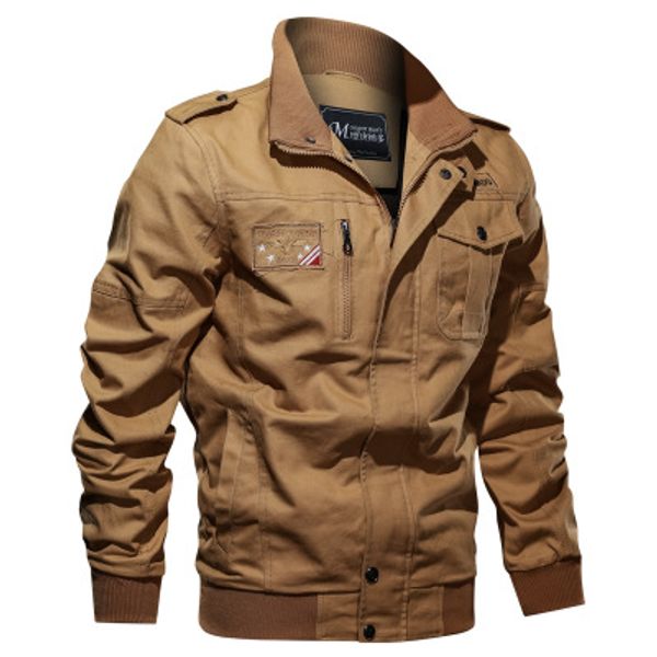 

spot 2020 spring street solid color stand collar tooling jacket men's loose casual flight jacket, support mixed batch, Black