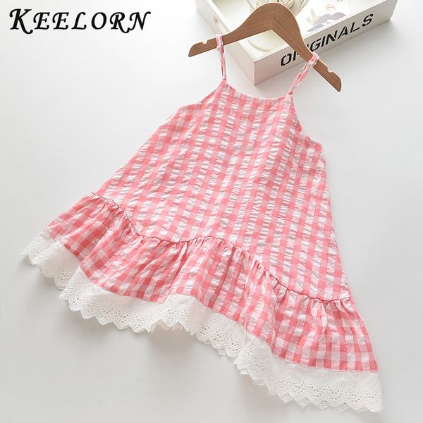 

girl's dresses keelorn girls casual summer kids plaid costumes sling children clothing girl cute vestido princess outfits 2 7y, Red;yellow