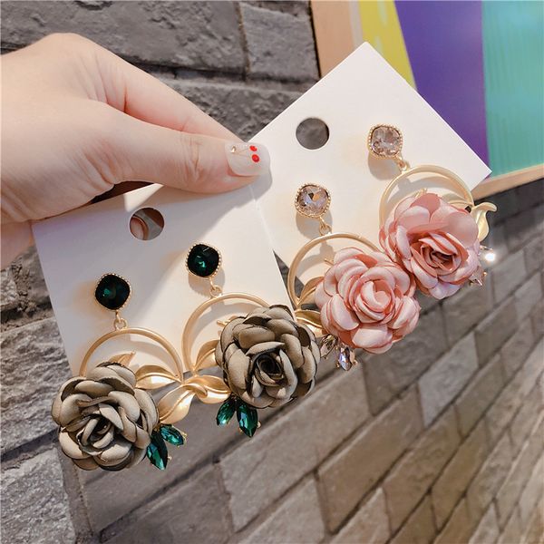 

2019 новое прибытие сплава женщин год сбора винограда мотаться sexy rose petal длинные серьги кисточкой женщина корейский ювелирные изделия, Silver