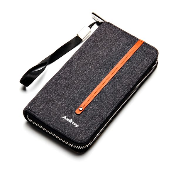 

1 pc men canvas long clutch card purse for male fashion business phone bag with coin pocket, Red;black