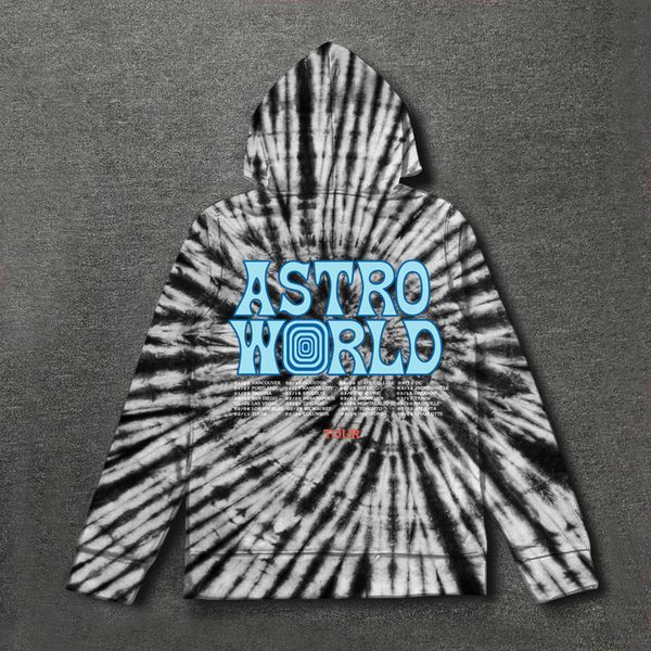 

astroworld hoodie tie крашение travis scotour астронавт логотип astroworld aw толстовки 2019 мужчина женщина пуловеры кофта, Black