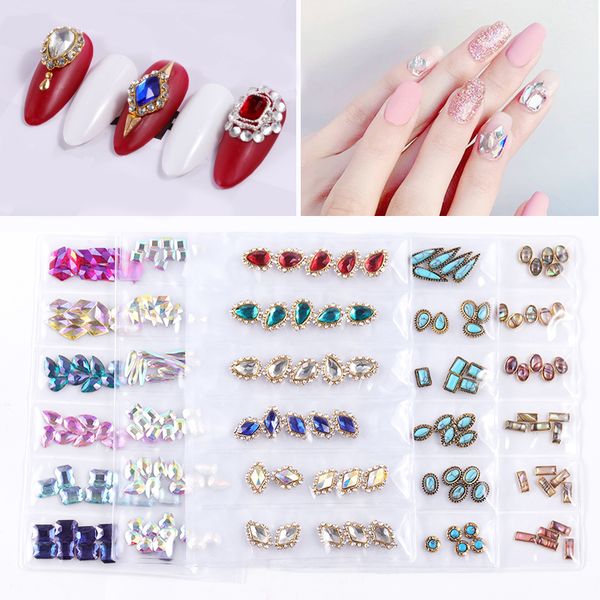 

four lily multi size shiny glass rhinestones mixed colors flat-back ab colorful 3d charms diy tips manicure nail art decorations, Silver;gold