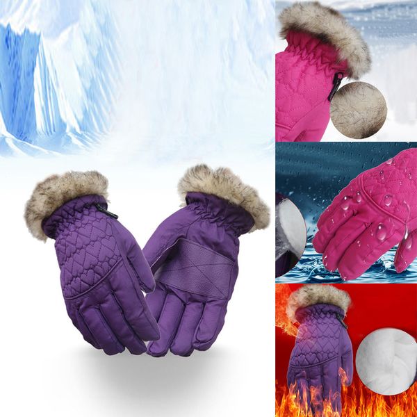 

winter gloves for children winter warm snow solid sports gloves water-splashing anti-skid outdoor for boys and girls, Blue;gray
