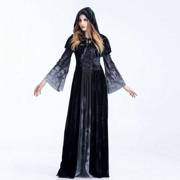 

women designer cosplay costume new arrive halloween female goddess dresses horror skull vampire cosplay clothing theme costume, Black;red