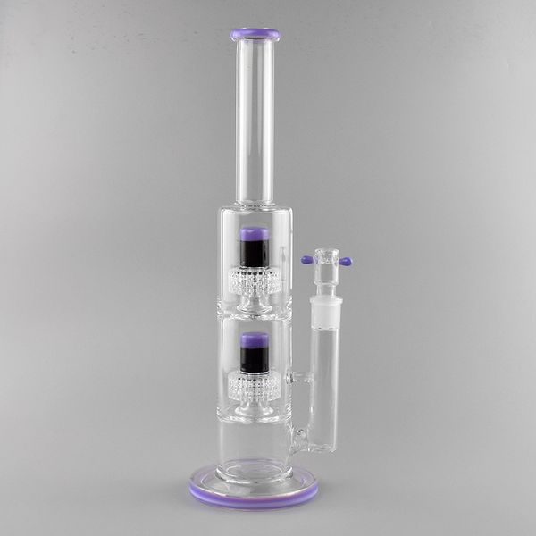 Bongo de vidro! Plataformas de petróleo de vidro bongs água tow camada coador para uso tabaco com 15,7 polegadas 18mm joint feminino