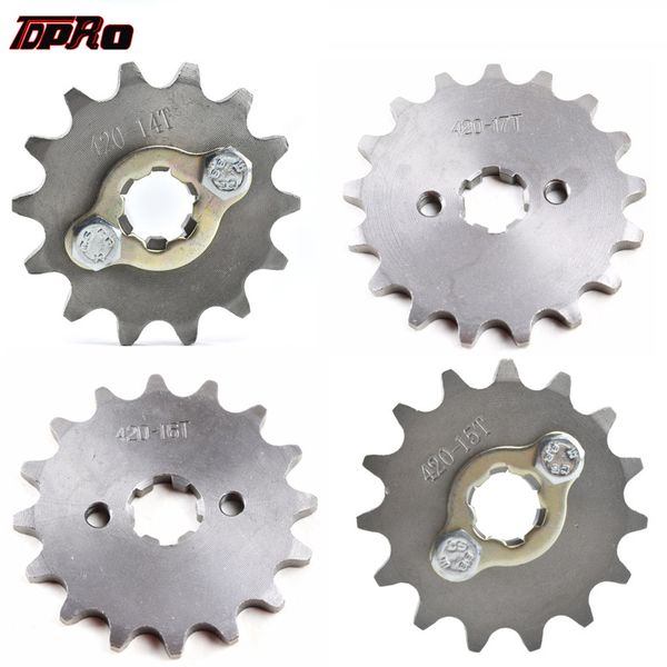 

tdpro 420 цепь 14t / 15t / 16t / 17t 17 мм передний двигатель звездочка cog fit мотоцикл atv gokart 50cc 70cc 90cc 110c 125cc яма грязи вело