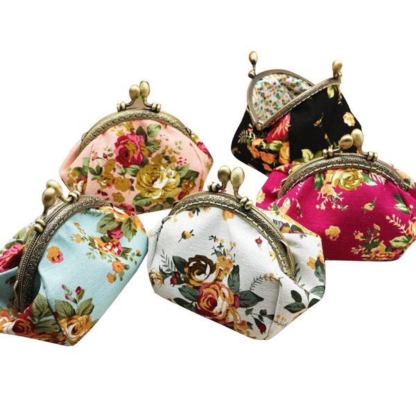 

#3 fashion women wallet lady retro vintage flower small wallet hasp purse coin purse clutch bag brieftasche, Red;black