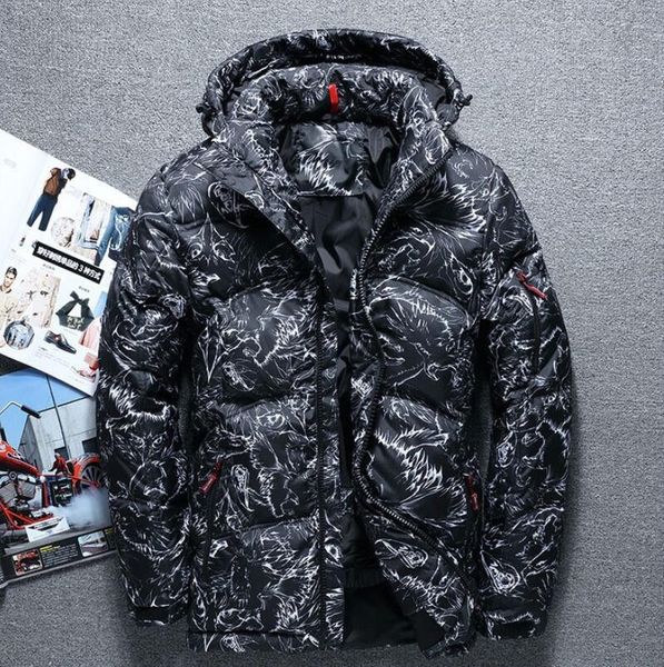 

2020 new outdoor men's down jacket korean version short self-cultivation and camouflage winter jacket, Black