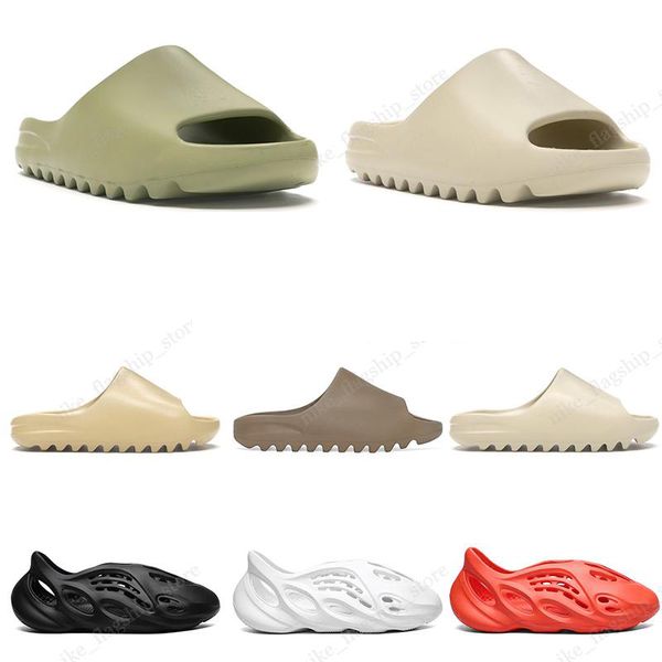 

2020 kanye slides men women slippers runner slide resin bone desert sand triple black fashion men slides beach