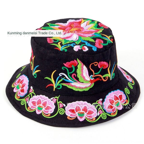 

special accessories sun ethnic group embroidered national style women's round full hat embroidered hat, Blue;gray