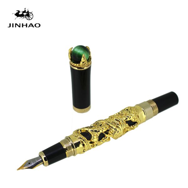

jinhao golden dragon king play pearl fine 18kgp nib fountain pen black / white / grey for choice office business gift