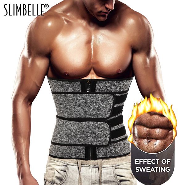 

belt mens waist trainer modeling belly slimming body shaper tummy control weight loss shapewear promote sweat trimmer belt