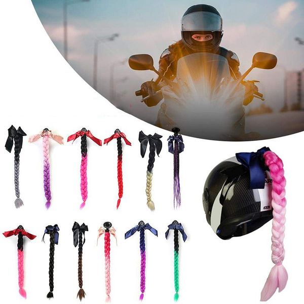 

7 colors motorcycle helmet braids woman braids wig for motorbike helmets twist dual pigtail ponytail with sucker bow