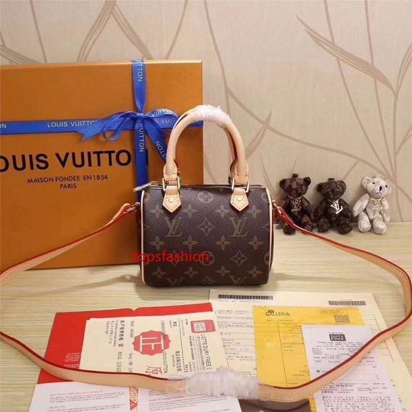 

latest m61252 nano speedy fashion brown mini shoulder bags hobo handbags handles boston cross body messenger shoulder bags
