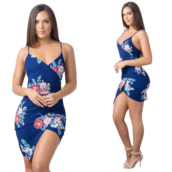 

Summer Spaghetti Strap Dress Women Floral Mini Bodycon Dresses Casual Cute Vestidoes Dress