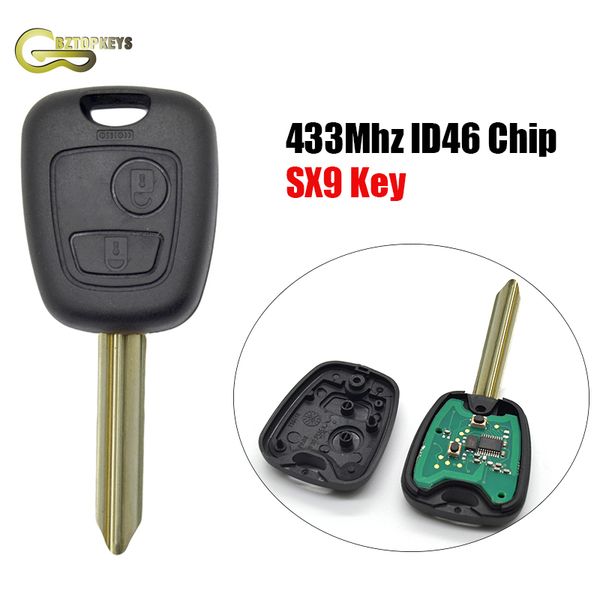 

p0020 remote key sx9 key 2button 433mhz id46 transponder chip for saxo picasso xsara berlingo auto car