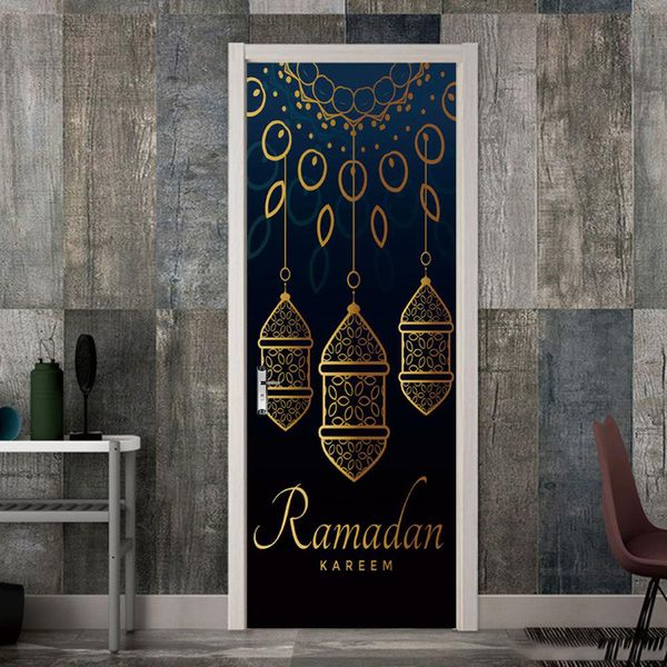 Ramadan Holiday Muslim 3d Door Stickers Pvc Material Waterproof Doors Poster Wall Decal Sticker Bedroom Stickers For Walls Bedroom Wall Decals From