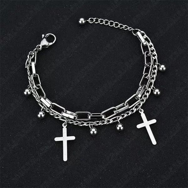 

new double stainless steel religious bracelet for women female sliver color beads bracelet jesus pendant lady jewelry gift, Black