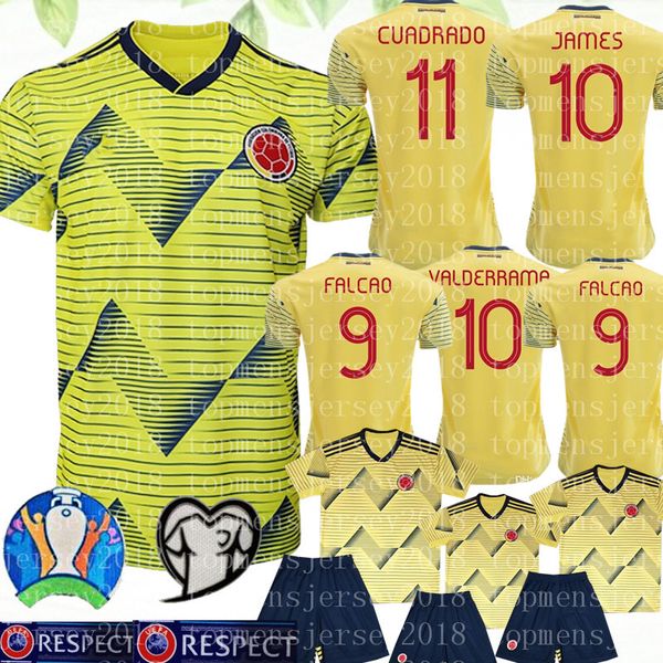 

2019 colombia occer jer ey falcao jame bacca anchez aria cuadrado valderrama colombia home yellow occer hirt, Black;yellow