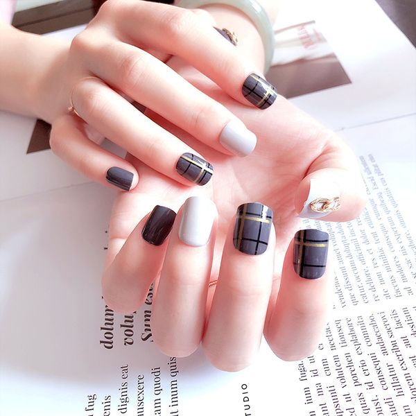 Cream Nude 3D Fake Nails Cute French False Nails With Sided Adhesive Middle Long Full Nail Tips Bride Pure Color Gel Nails Acrylic Nails From