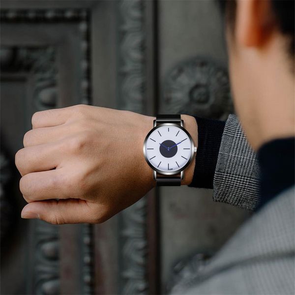 

brand new quartz watch leather strap korean men's watch wrist party decoration suit dress gifts male man boyfriend, Slivery;brown
