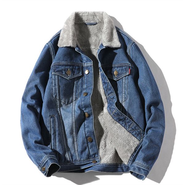 

men's autumn and winter plus velvet thick washed denim jacket / youth trend slim large size warm jacket m-5xl, Black;brown