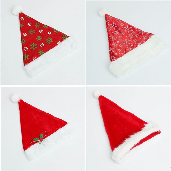 

christmas festival hat snowflake pattern print santa claus hats long plush cloth christmas party holiday xmas beanies cap an2620