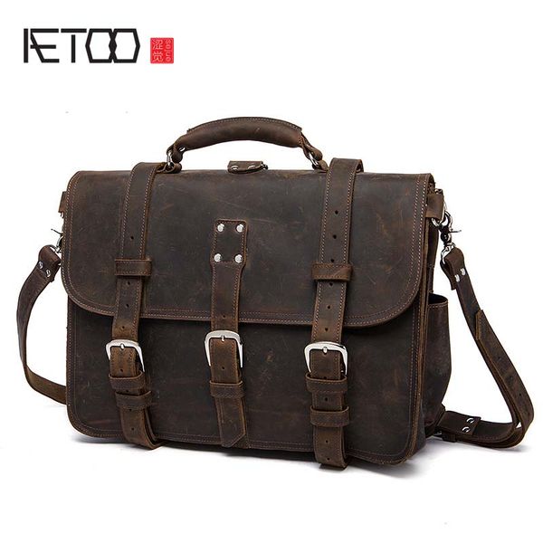 

aetoo factory direct new leather men bag men messenger bag shoulder header leather men's casual 208