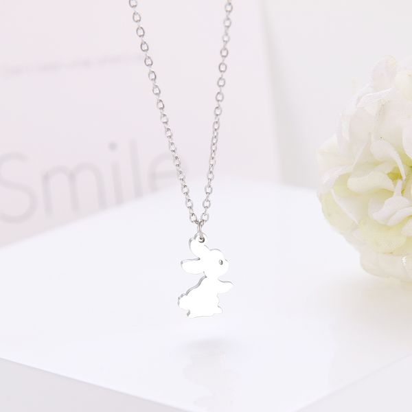 

stainless steel for women trendy fashion animal rabbit pendant necklaces gold color necklace engagement jewelry, Silver
