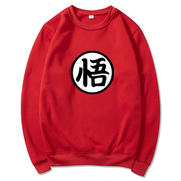 

men long sleeve goku print crewneck pullovers classic anime sweatshirt harajuku style o-neck hooded men tracksuit, Black