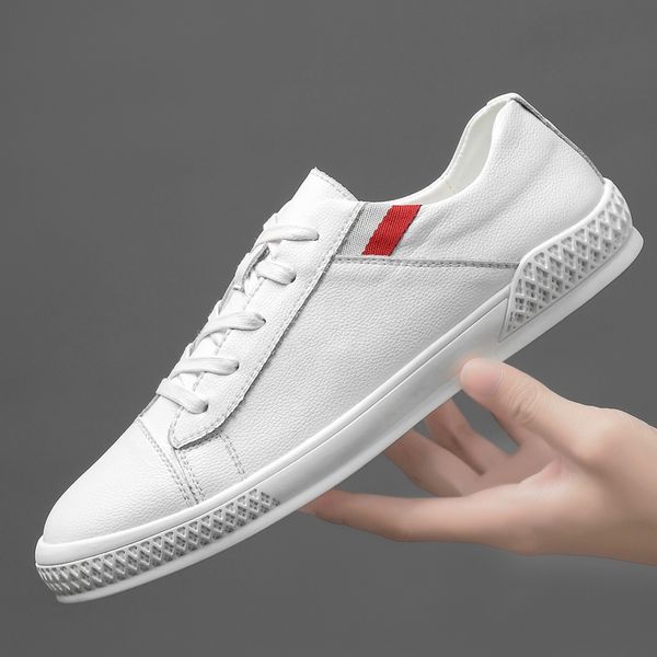 

2019 new spring lace-up white and black shoes men genuine leather solid color male shoes casual men sneakers flats